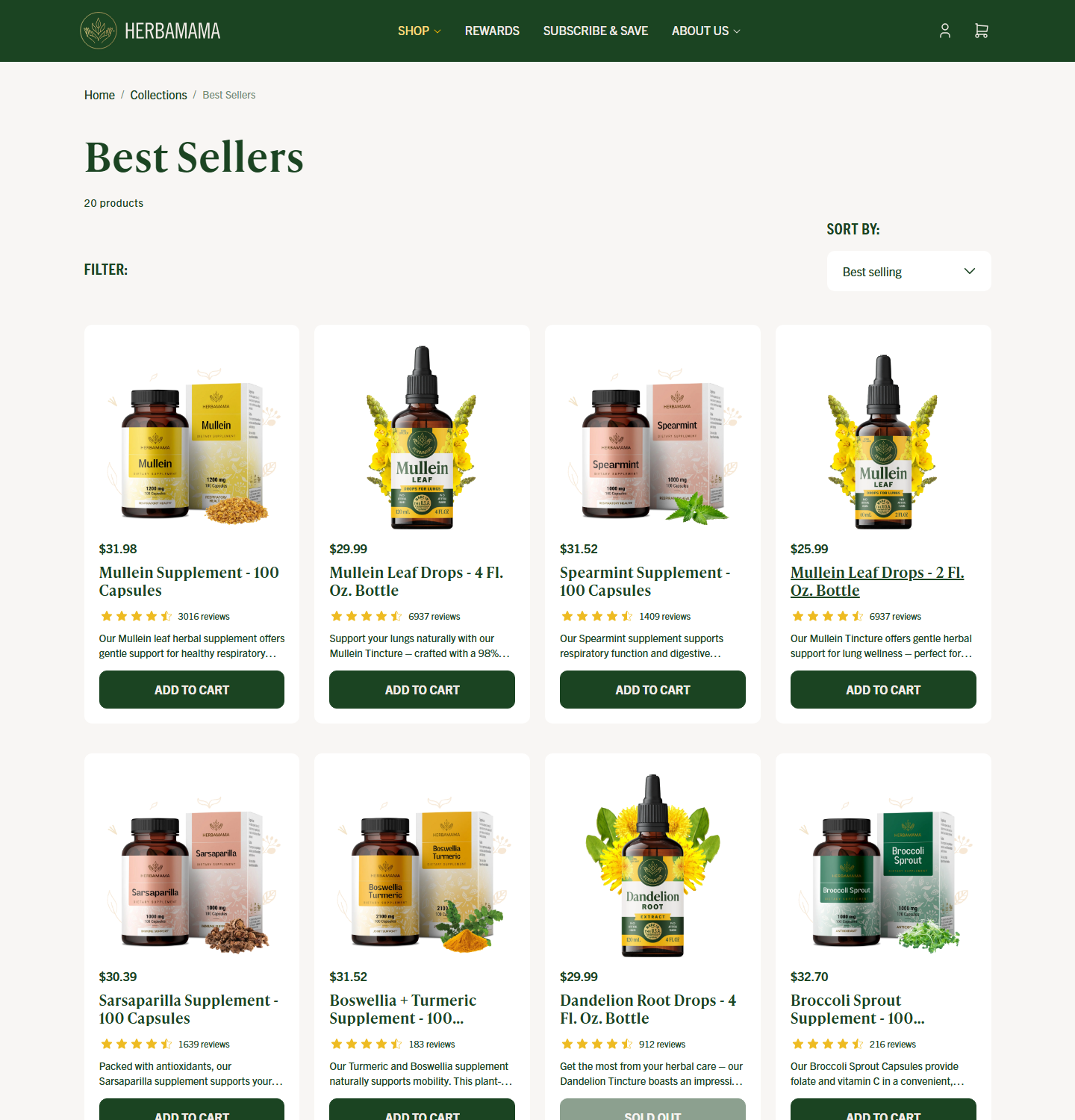 Herbamama collection desktop