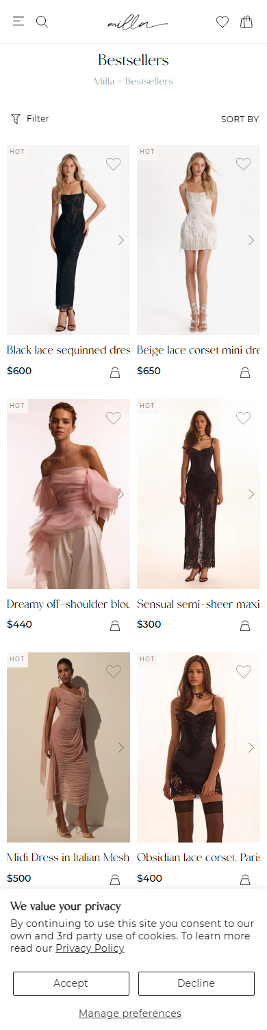 milla collection mobile